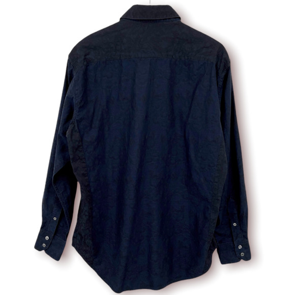 Robert Graham Blue Embroidered Button Down Flip Cuff Cotton Shirt Mens Sz Large - Picture 5 of 12